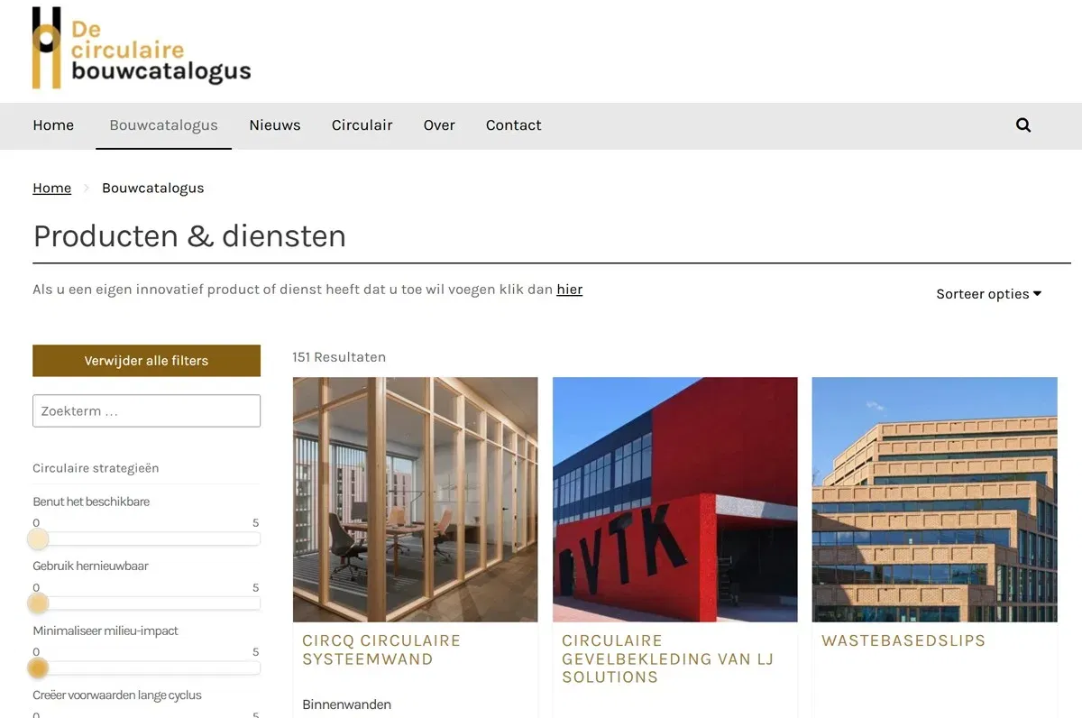 Website De circulaire bouwcatalogus